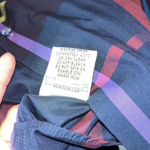 Beautiful windowpane plaid cotton shaped fit button down men shirt bugatchi  XL - Picture 6 of 9